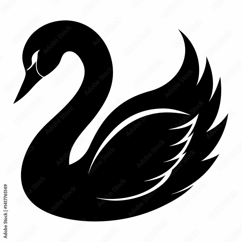 Fototapeta premium Minimalist Black Swan Silhouette Vector