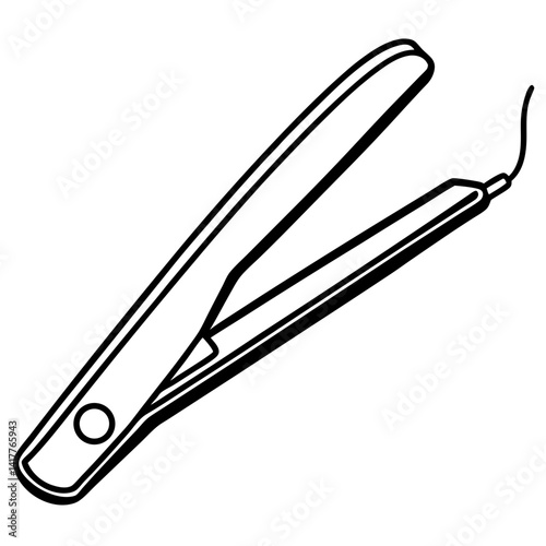 Minimal Hair Straightener Vector Illustration on White Background