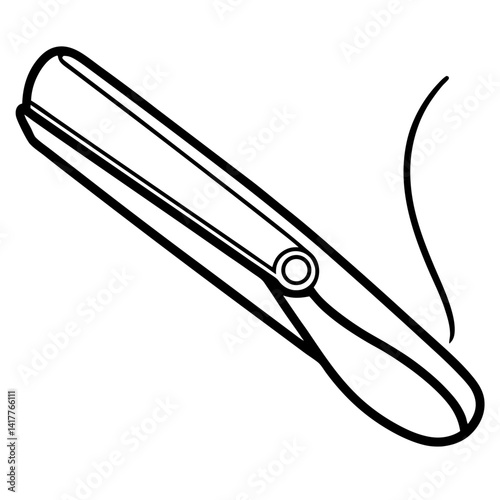 Minimal Hair Straightener Vector Illustration on White Background