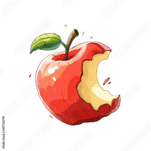 A Red Apple with a Big Bite Taken Out of It A Fresh and Juicy Fruit Illustration