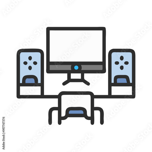 Wallpaper Mural Gamer Setup with Triple Screen Display Icon Design Torontodigital.ca