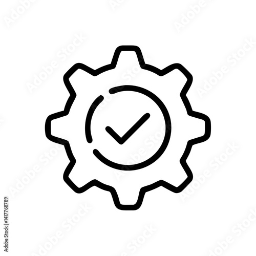 Gear with Checkmark for Quality Assurance Icon Design