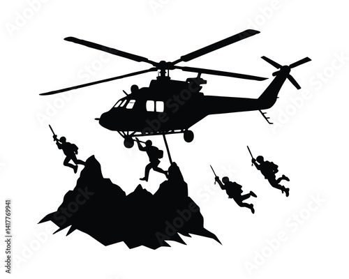 Silhouette of Helicopter in Emergency Rescue Mission Scene