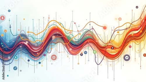 Dynamic data flow vibrant wave abstract art colorful design showcasing digital trends