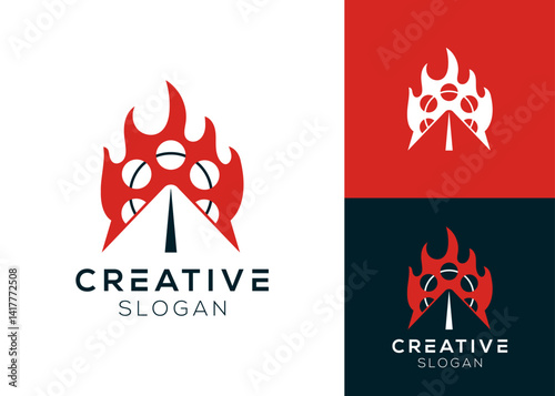 Film roll with road and fire logo design for videography and film studio