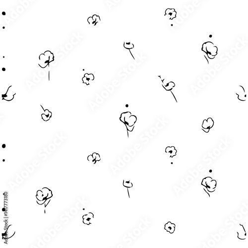 Floral minimalist pattern, scattered flower sketches