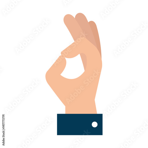 A vector illustration depicting a hand forming the 'OK' sign, where the thumb and index finger meet to form a circle, and other fingers extended
