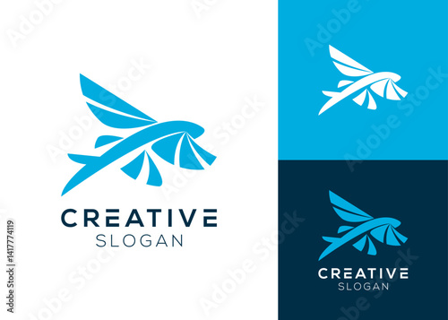 Abstract Flying fish logo design