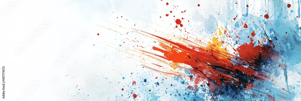 a painting of a red and blue background