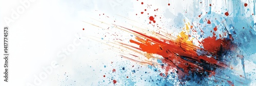 a painting of a red and blue background