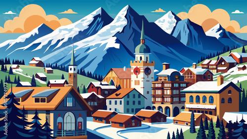 Germany, Bavaria, Berchtesgaden, Town and Watzmann in deep snow