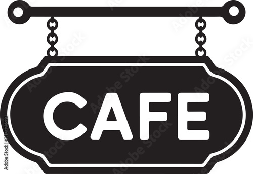 Cafe sign icon black color on white background. Vector illustration.
