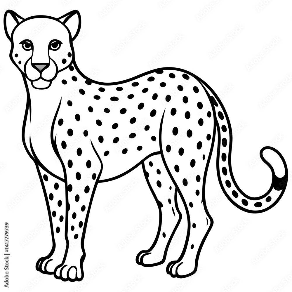 Fototapeta premium Minimalist Cheetah Line Art Vector