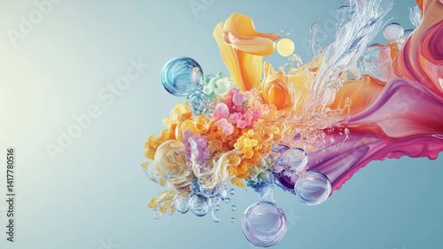 Abstract fluid art motion background with vibrant colors and dynamic movement, rendering