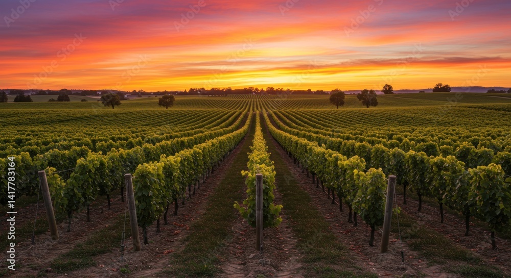Fototapeta premium Vineyard at Sunset - Photo