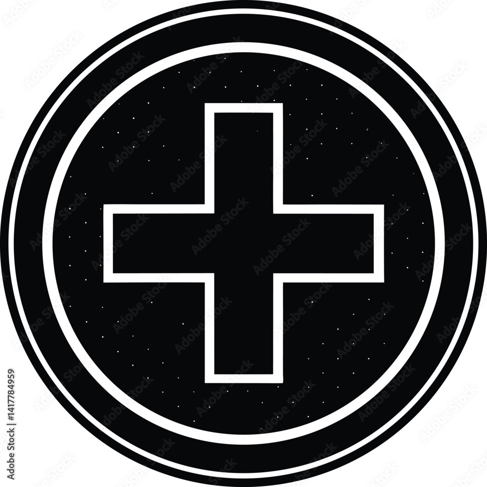 Fototapeta premium Plus Sign Circle Silhouette Black Vector | Add Symbol Icon for UI, Print, Cut Files, and Digital Projects