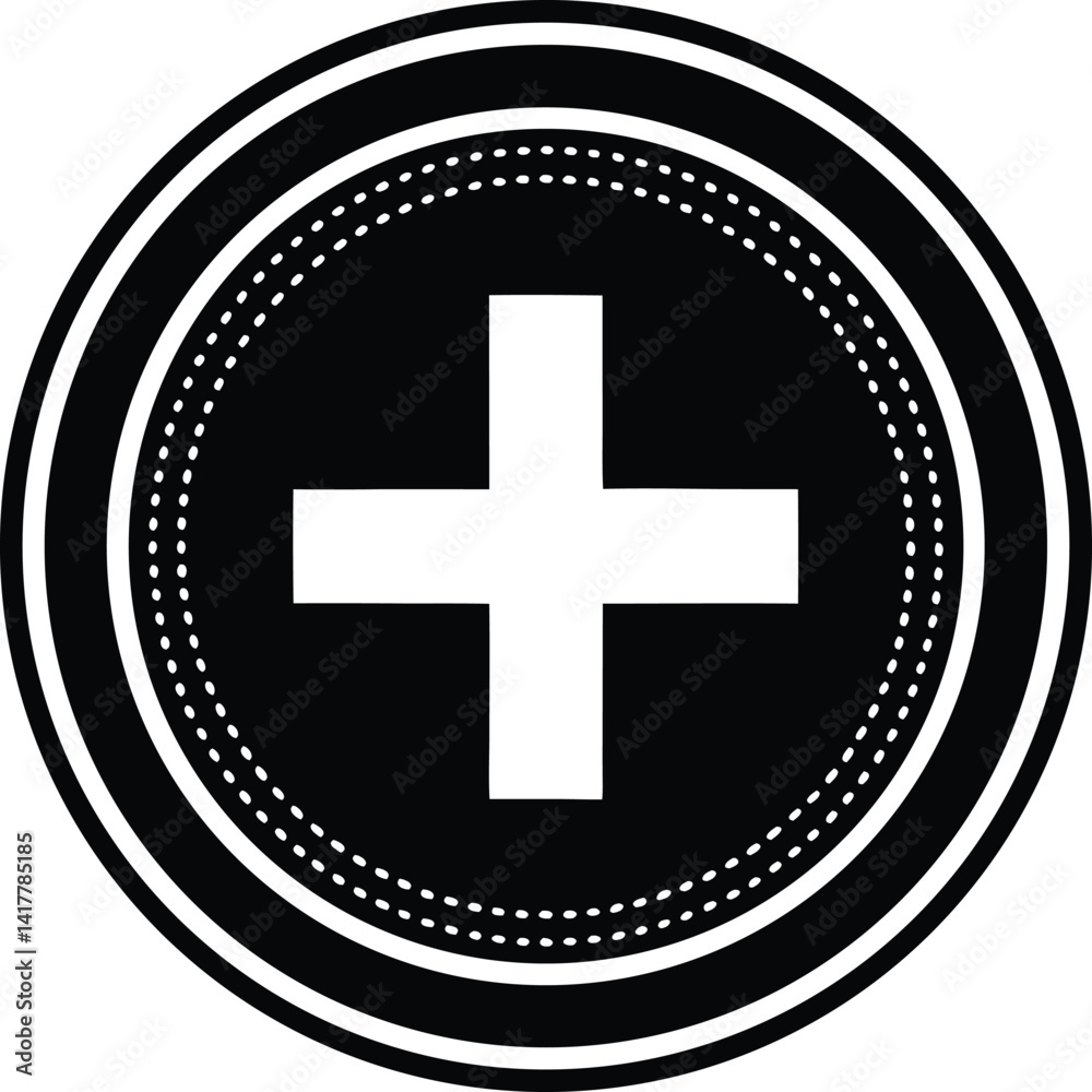 Fototapeta premium Plus Sign Circle Silhouette Black Vector | Add Symbol Icon for UI, Print, Cut Files, and Digital Projects