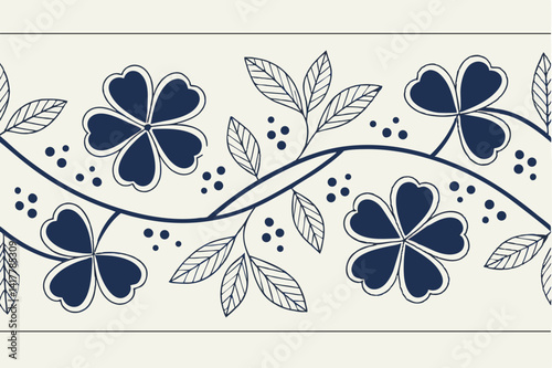 Seamless five petals retro floral pattern
