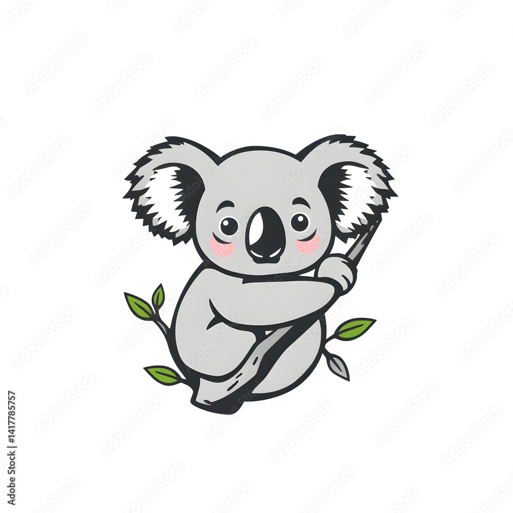 Naklejka premium Charming Cartoon Koala Adorable Embrace on Transparent Background