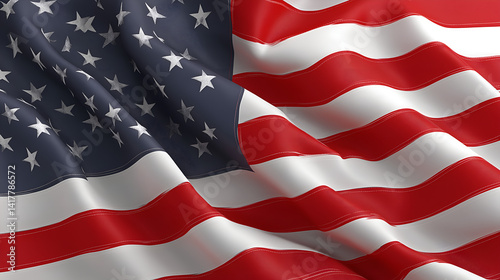 American Flag in the Wind: A close-up shot of the American flag waving proudly in the wind, showcasing the iconic stars and stripes in all their patriotic glory. 