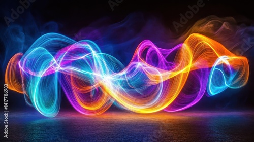 Wallpaper Mural Abstract light trails creating dynamic waves against dark backdrop Torontodigital.ca