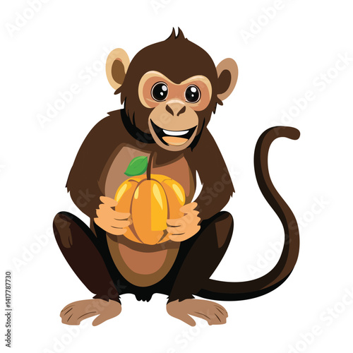 monkey with Banana, vector illustrations. 
