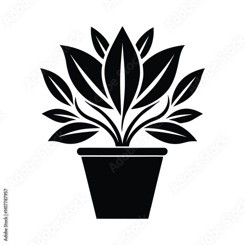 Sleek Emblem Featuring Chic Plant Pot Design in Monochrome