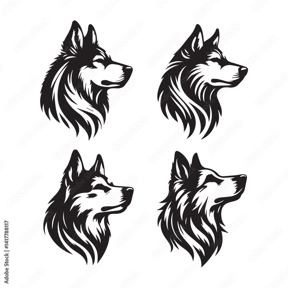 Obraz premium create 4 dog head silhouette vector on white background 
