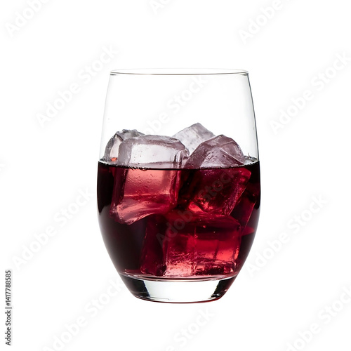 A glass of red wine splash ice caps vector isolated on white background