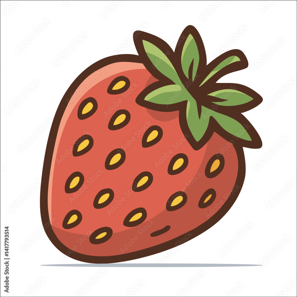 Obraz premium Cute Cartoon Strawberry Vector Illustration