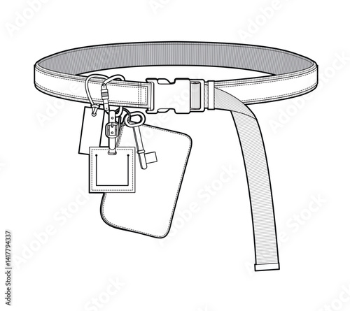 Tactical belts vector design technical flat drawing by adobe illustrator.