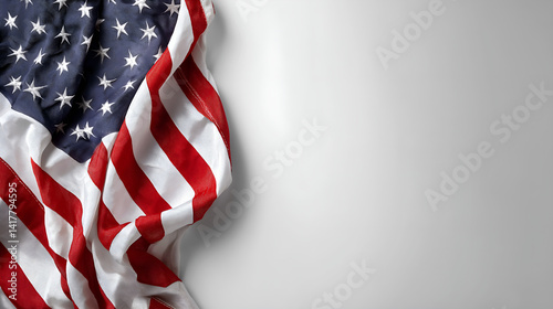 American Flag Unfurled: The iconic American flag, its stars and stripes, waves gently in a patriotic display. The textures and folds, telling a story of history, freedom, and national pride.