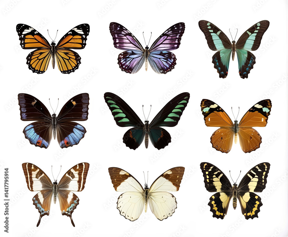 Fototapeta premium Butterflies isolated on white background