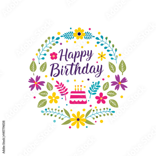 Cappy birthday card with a floral Colorful floral birthday greeting Birthday card with flowers