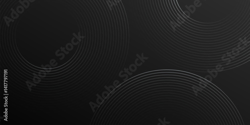 Modern abstract background featuring concentric circular lines on a dark gradient backdrop. Depth and elegance. Suitable for tech, corporate, or futuristic-themed designs.