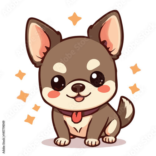 a cute lovely chiiwawa cartoon illustration with heart and love