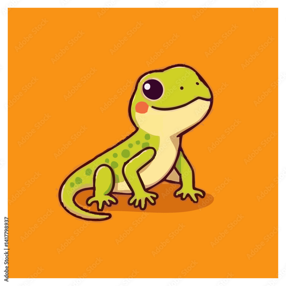 Fototapeta premium a cute lovely lizard cartoon illustration with heart and love