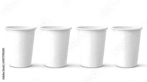 Wallpaper Mural Set of white mock-up cups on a white background Torontodigital.ca