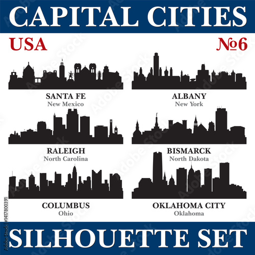 Capital cities silhouette set. USA. Part 6