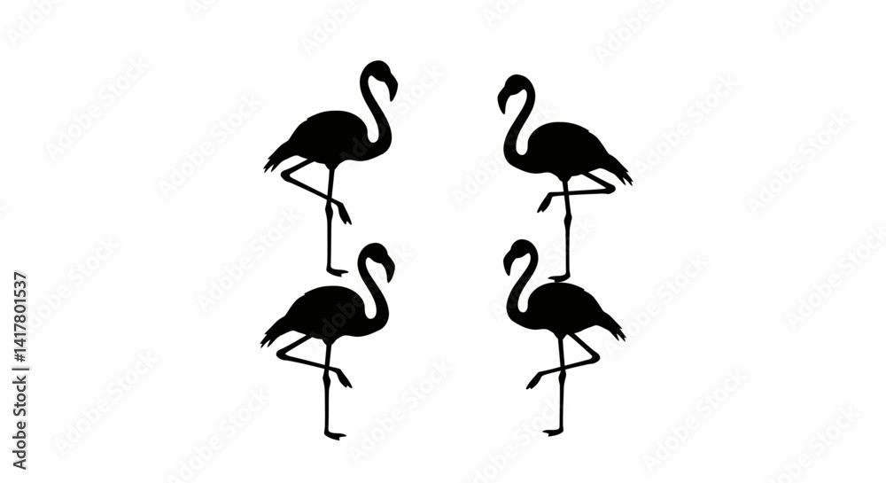 Fototapeta premium Set of Black Animal Silhouettes Flat Vector Collection on White Background 