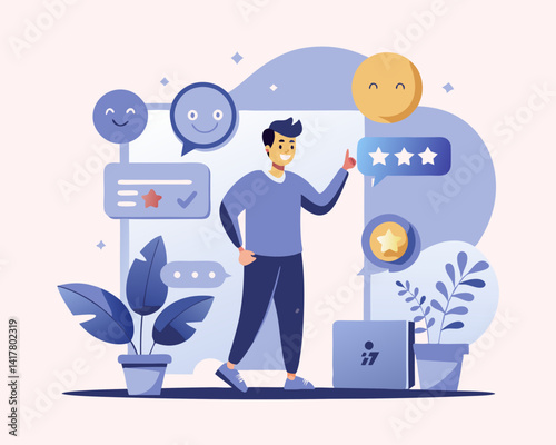 Customer satisfaction survey, service quality feedback concept