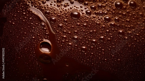 Texture of melted dark chocolate with air pores
