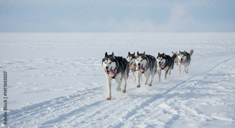 Naklejka premium Dog Sled Team Racing - Photo