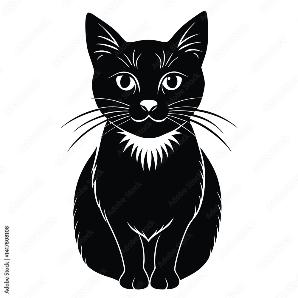silhouette of a cat on a white background silhouette of a cat on a white background