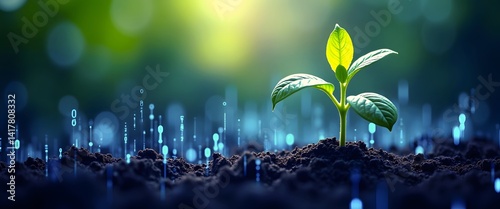 AI-driven mobile banking enhances financial inclusion and accessibility under urban social policy and regulation. Seedling Growing in Soil Surrounded by Streams of Binary Code