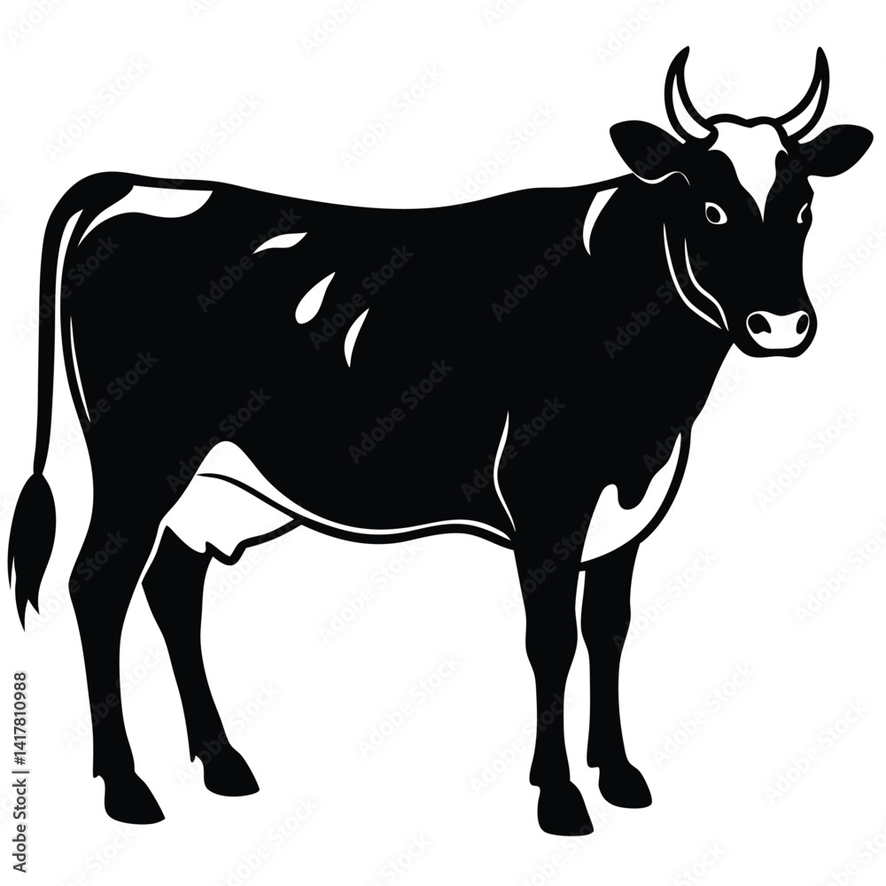 Fototapeta premium silhouette or illustration of a cow or buffalo