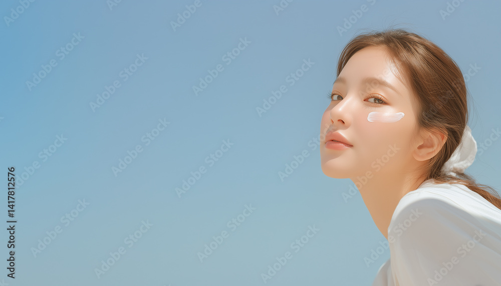 portrait of a young woman, Glossy makeup | shining and glow Natural Skin, for skincare portrait of a young woman, Glossy makeup | shining and glow Natural Skin, for skincare