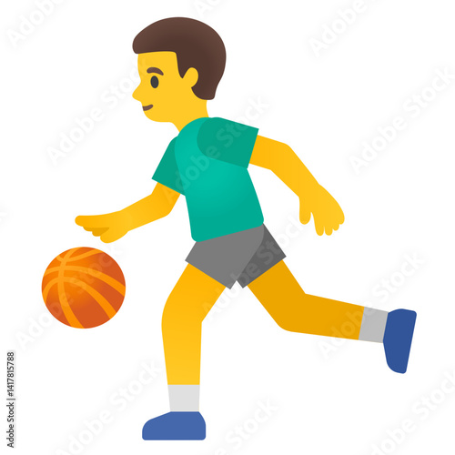 Boy Dribbling Basketball
