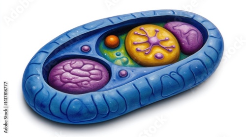 A depiction of a eukaryotic cell's internal structures.