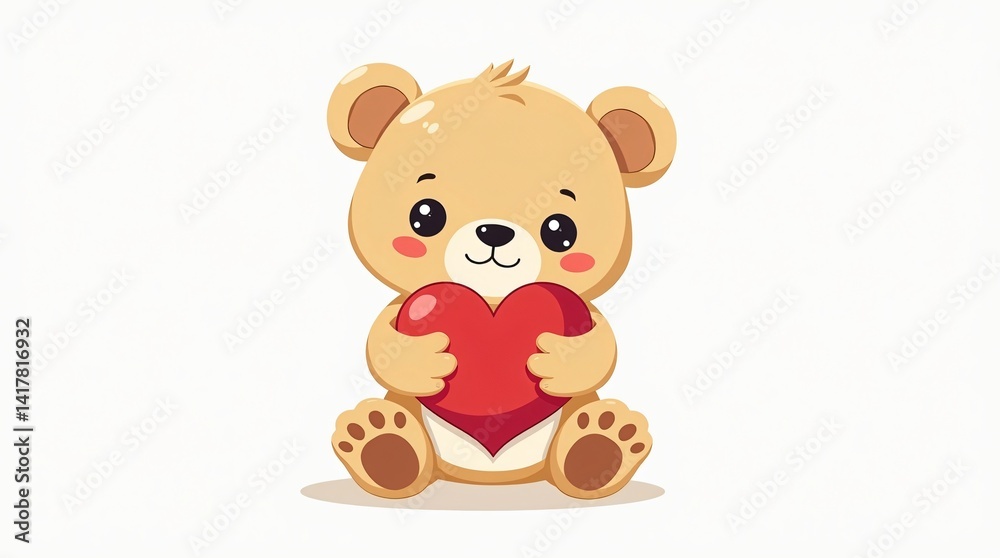 Naklejka premium Teddy bear with red heart